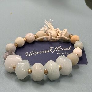 Universal Thread Creamy Blues and Gold Beaded Bracelet